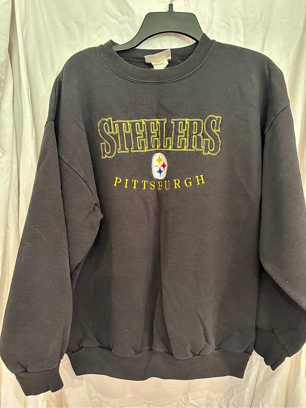 Logo Athletic Pittsburgh Steelers Vintage Crewneck Sweatshirt Black & Yellow XL